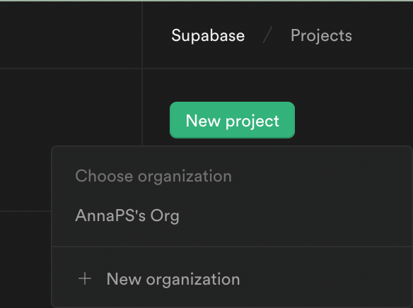 Supabase new project