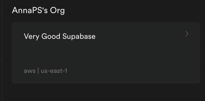Dashboard with new project
